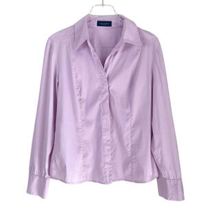 PIAZZA SEMPIONE Hidden Button Front Blouse Lavender Lilac Cotton Stretch IT 44